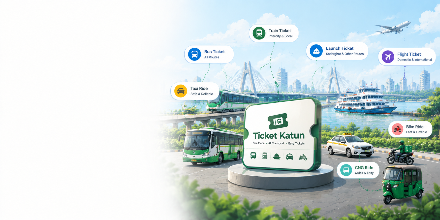 Ticket Katun transport booking illustration