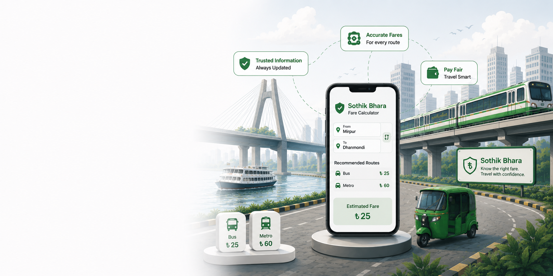 Illustration of accurate transport fare information